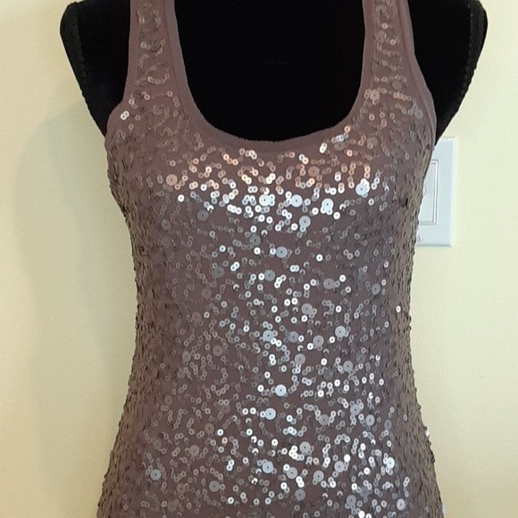 Excellent condition!  Stunning Max Studio Plum Sequin Bodycon Tank Dress - Picture 5 of 10